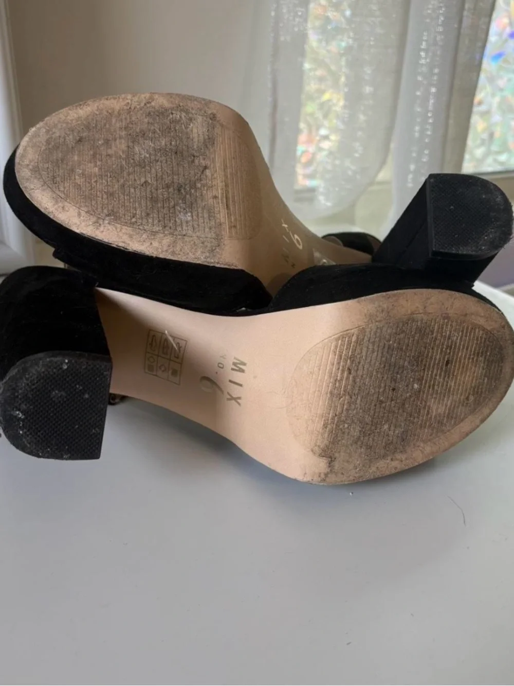 Women’s Black Suede High Block Heel Sandals